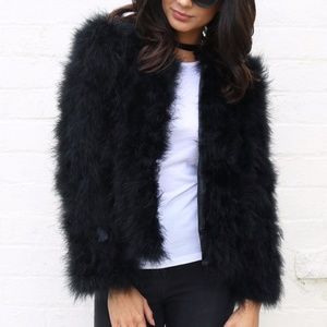 Black 100% Marabou Feather Jacket